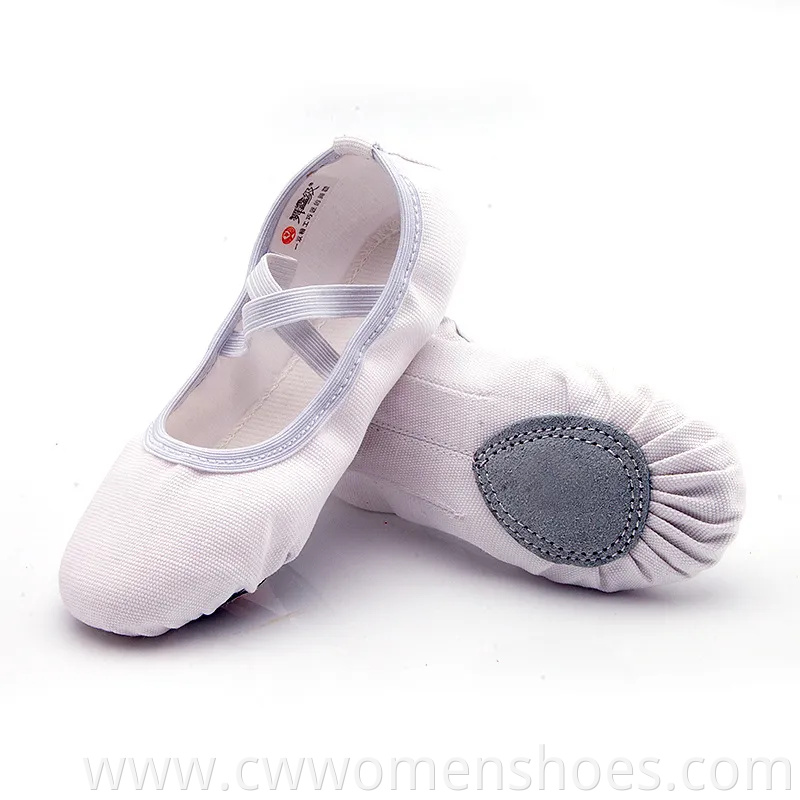 Wholesale Cheap High Quality Low MOQ Girls Canvas Split Sole Ballet Flat Shoes